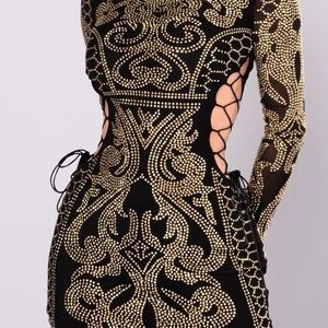 Fashion Nova Dynasty Studded Dress NWT- S